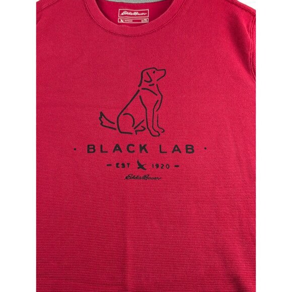 Eddie Bauer Black Lab Red Long Sleeve Crew Neck Waffle Thermal Mens TXL Shirt - Picture 6 of 10